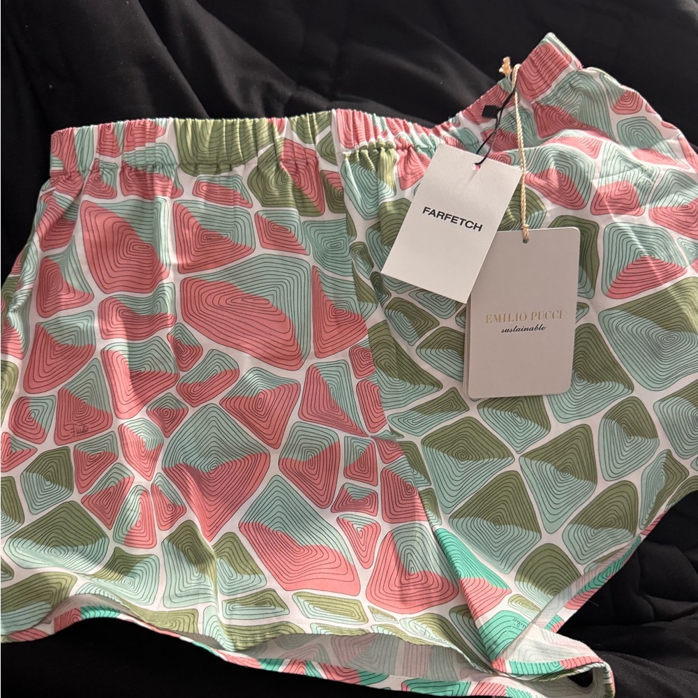 Emilio Pucci Pink and Green Patterned Women's Shorts